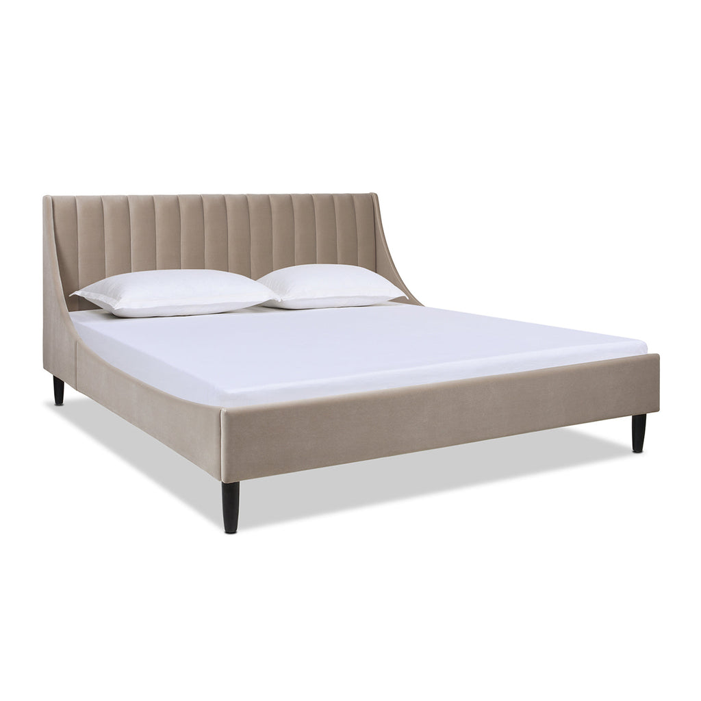 Aspen Vertical Tufted Headboard Platform Bed Set, King, Mink