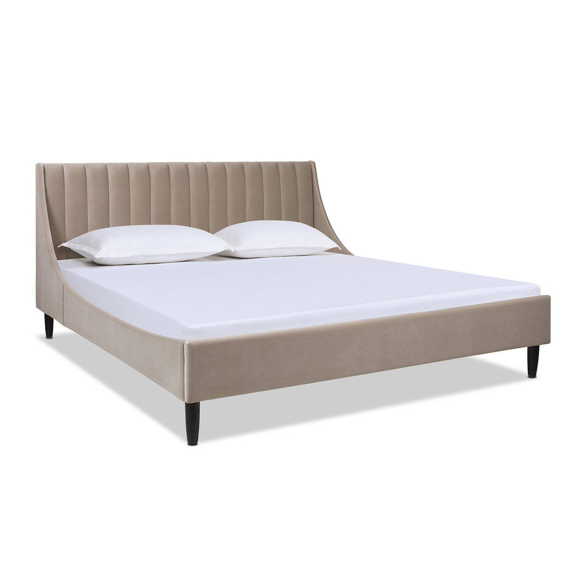 Aspen Vertical Tufted Headboard Platform Bed Set, King, Mink