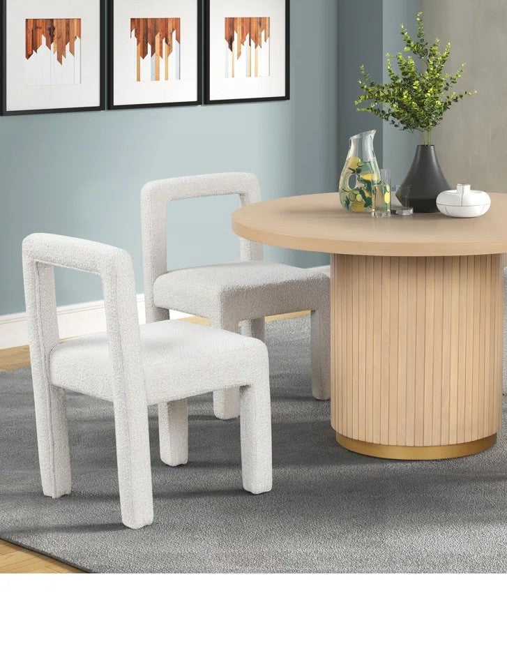 Modern Dining Chair Set of 2, Boucle Upholstered