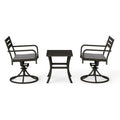 Outdoor Metal Swivel Patio Set - 2 Armchairs & Table