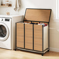 3-Section Laundry Hamper with Lid and Wheels - 21.4 Gal