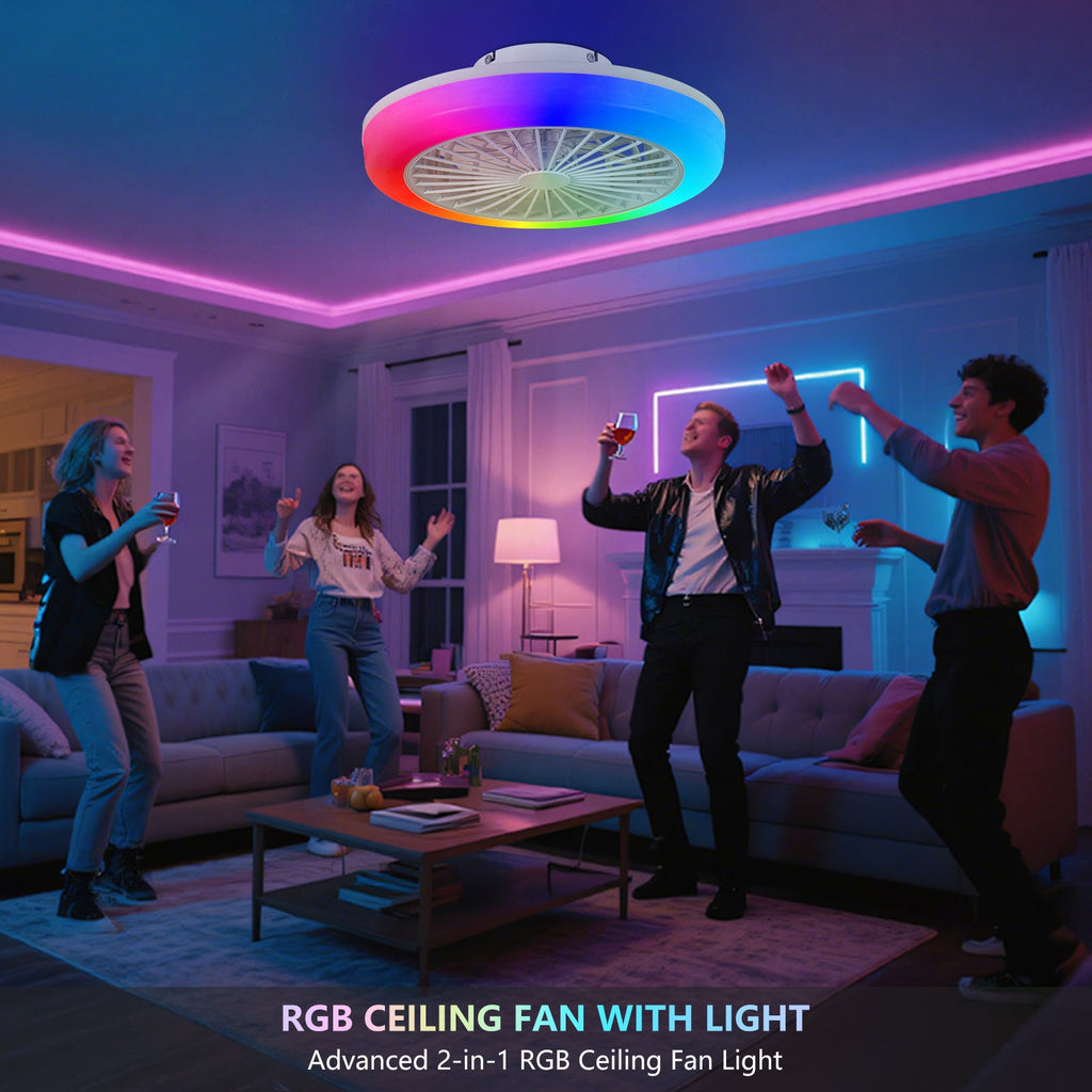 18 Inch Ceiling Fan with RGB Light Remote