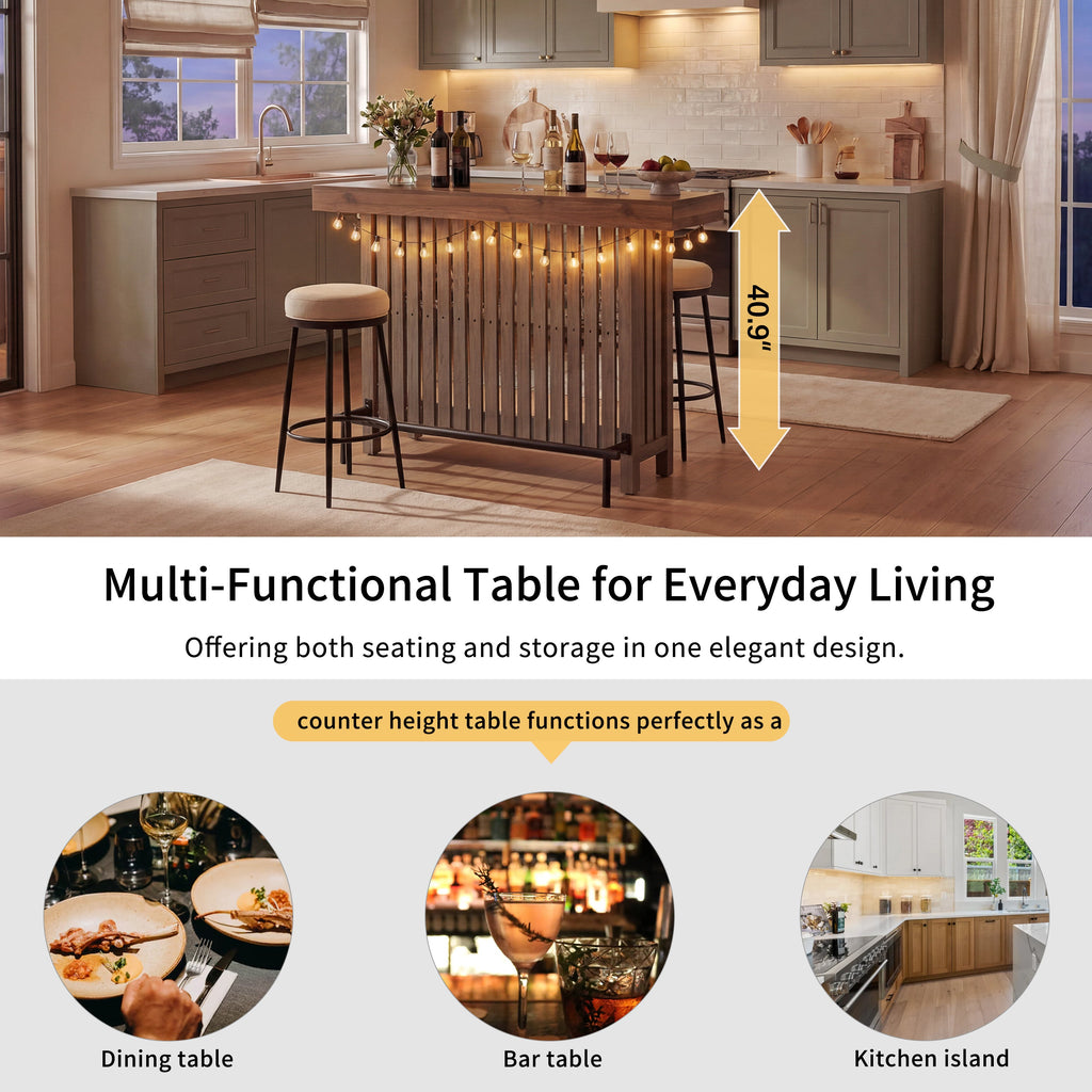 U_Style 3-in-1 Sideboard Table, Counter Height Table & Bar Table with Wine Storage