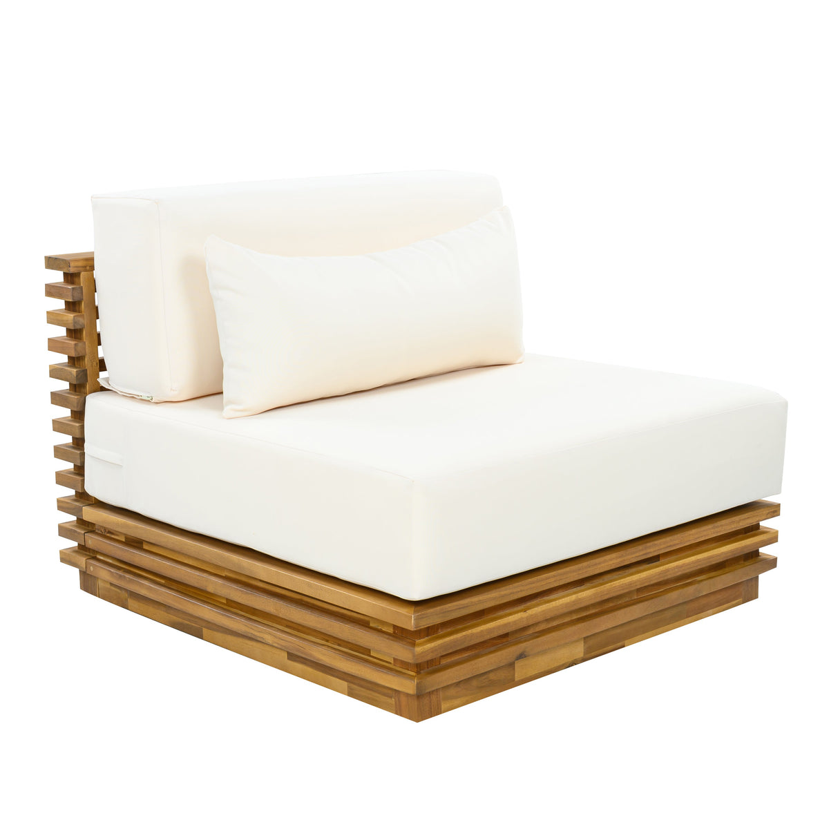 Oversized Outdoor Club Chair with Acacia Wood Frame