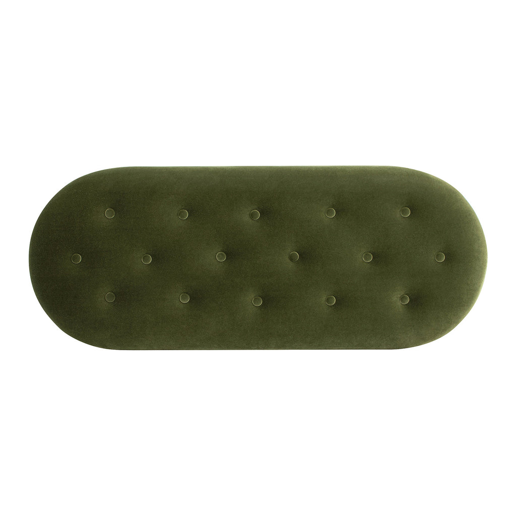 Melinda 48.5" Oval Tufted Bullion Fringe Storage Bench, Olive