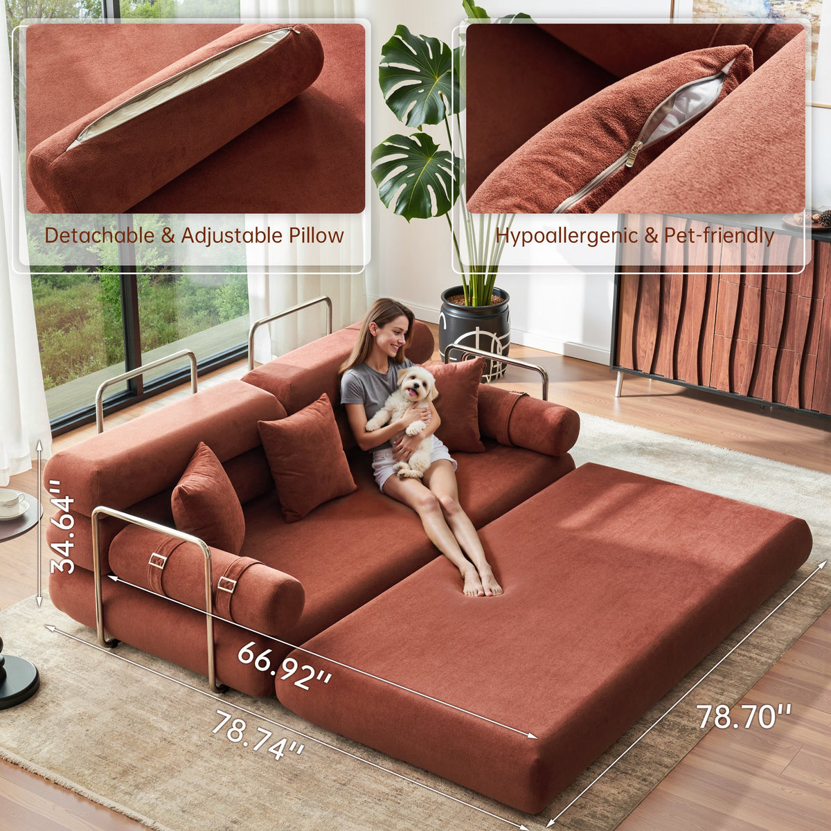 Convertible L-Shaped Sectional Sofa Bed