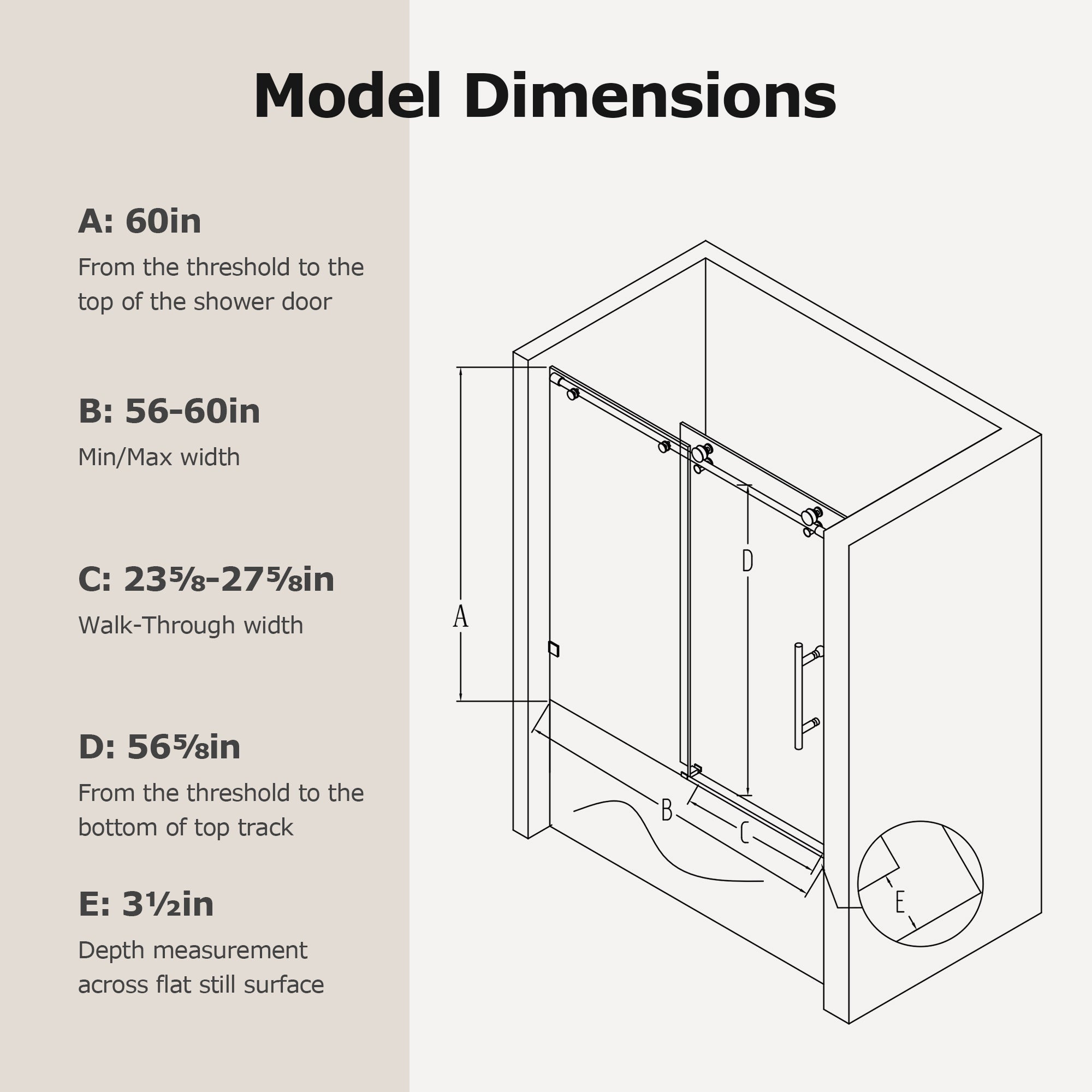 Frameless Single Sliding Soft-Close Shower Doors