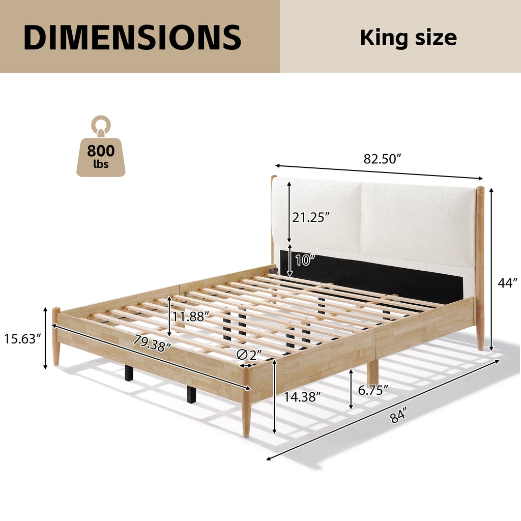 King Natural Wood Bed Frame
