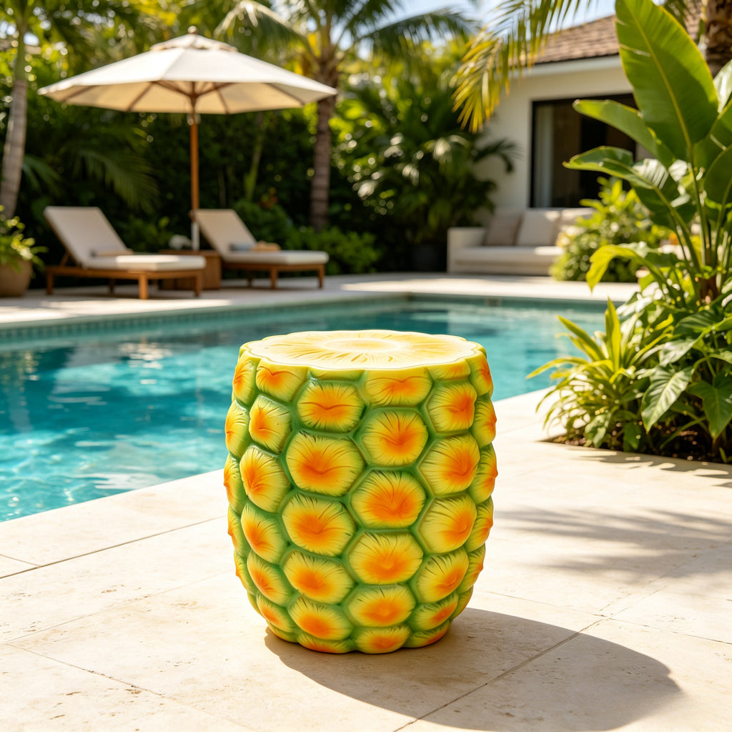 14" Oversized Pineapple Shaped Resin Stool
