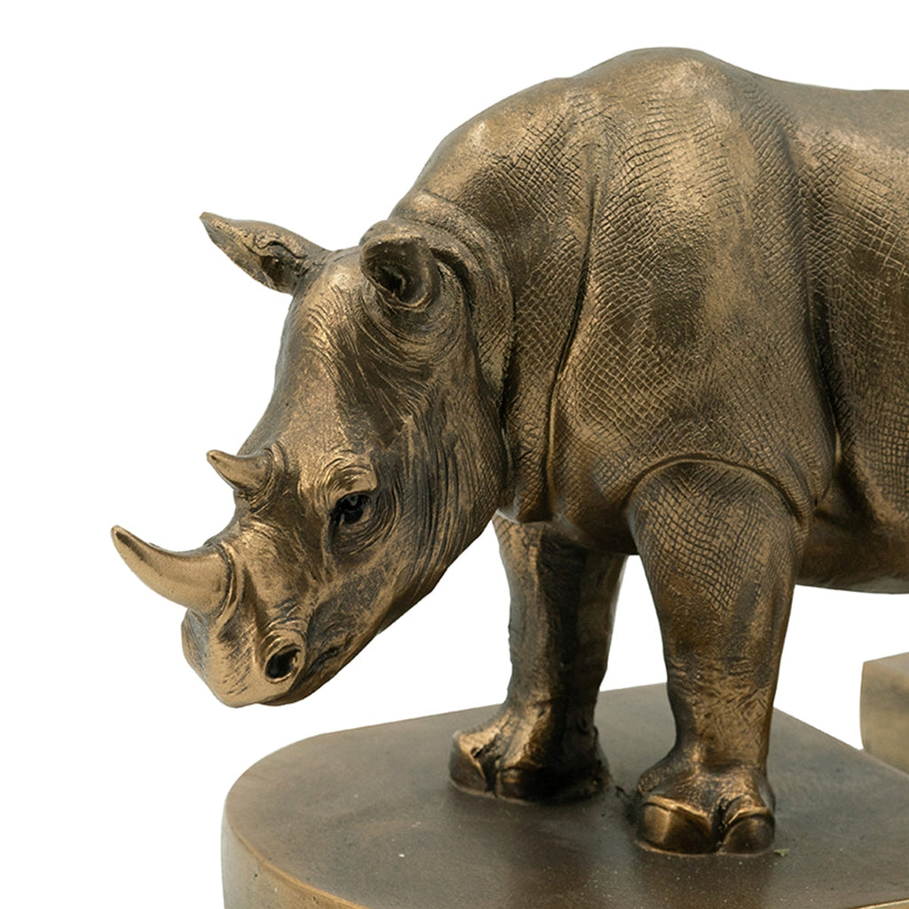 Rhino Bronze Bookends - Set of 2