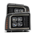 AlphaRex 05-07 Ford F250/350/450/550 Super Duty NOVA LED Proj HL Blk w/Actv Light & Seq Sig + SB DRL 880319 *Discontinued