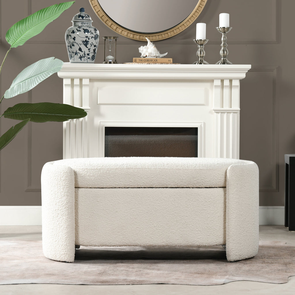 Fuji 43" Upholstered Oval Storage Bench