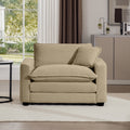 Tan Corduroy Fabric Comfortable Single Chair Deep Seat Sofa