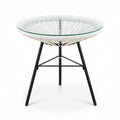 Nusa Outdoor Synthetic Wicker Glass-Top Side Table