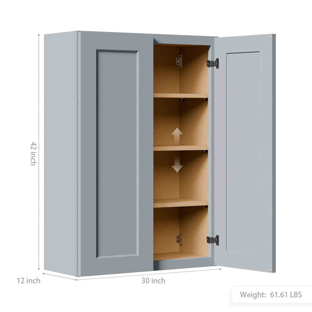 Gray Shaker Solid Wood Wall Cabinet