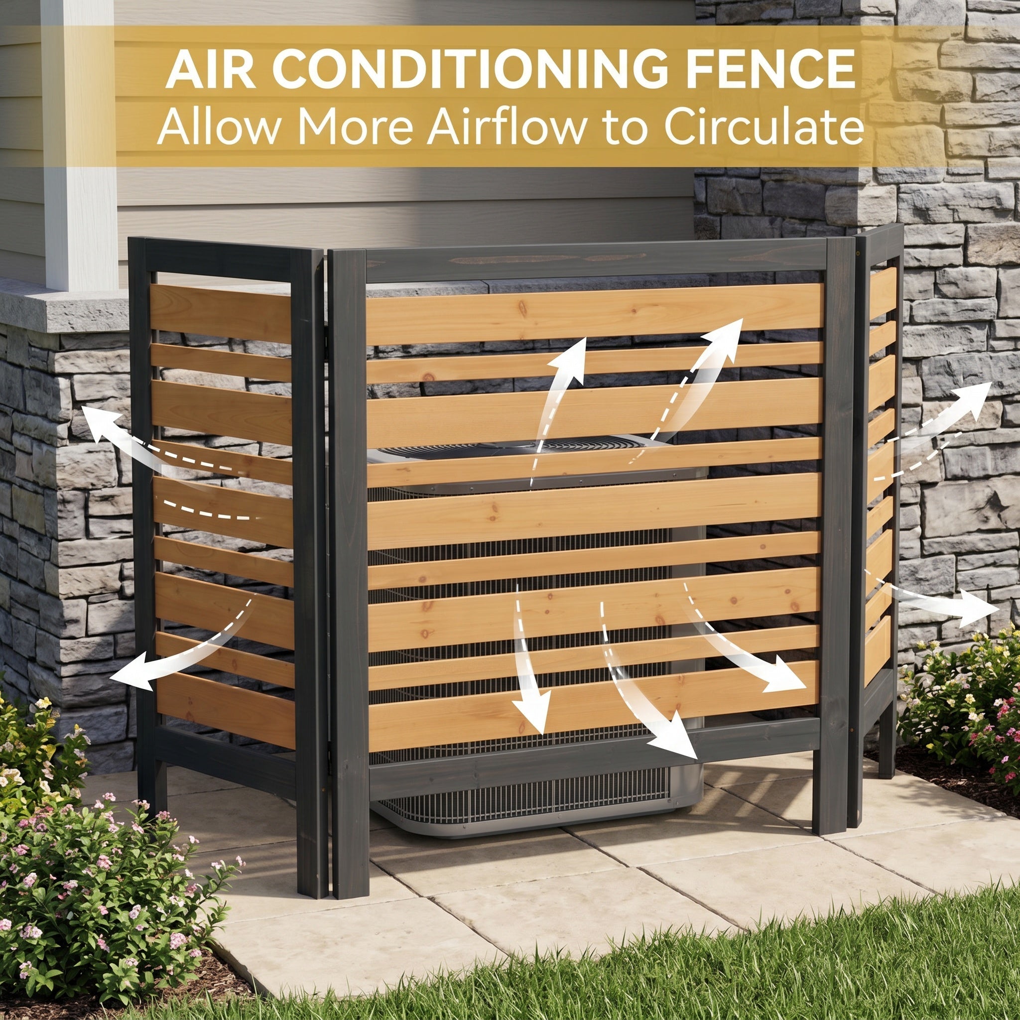 3-Panel Outdoor Air Conditioner Fence Screen