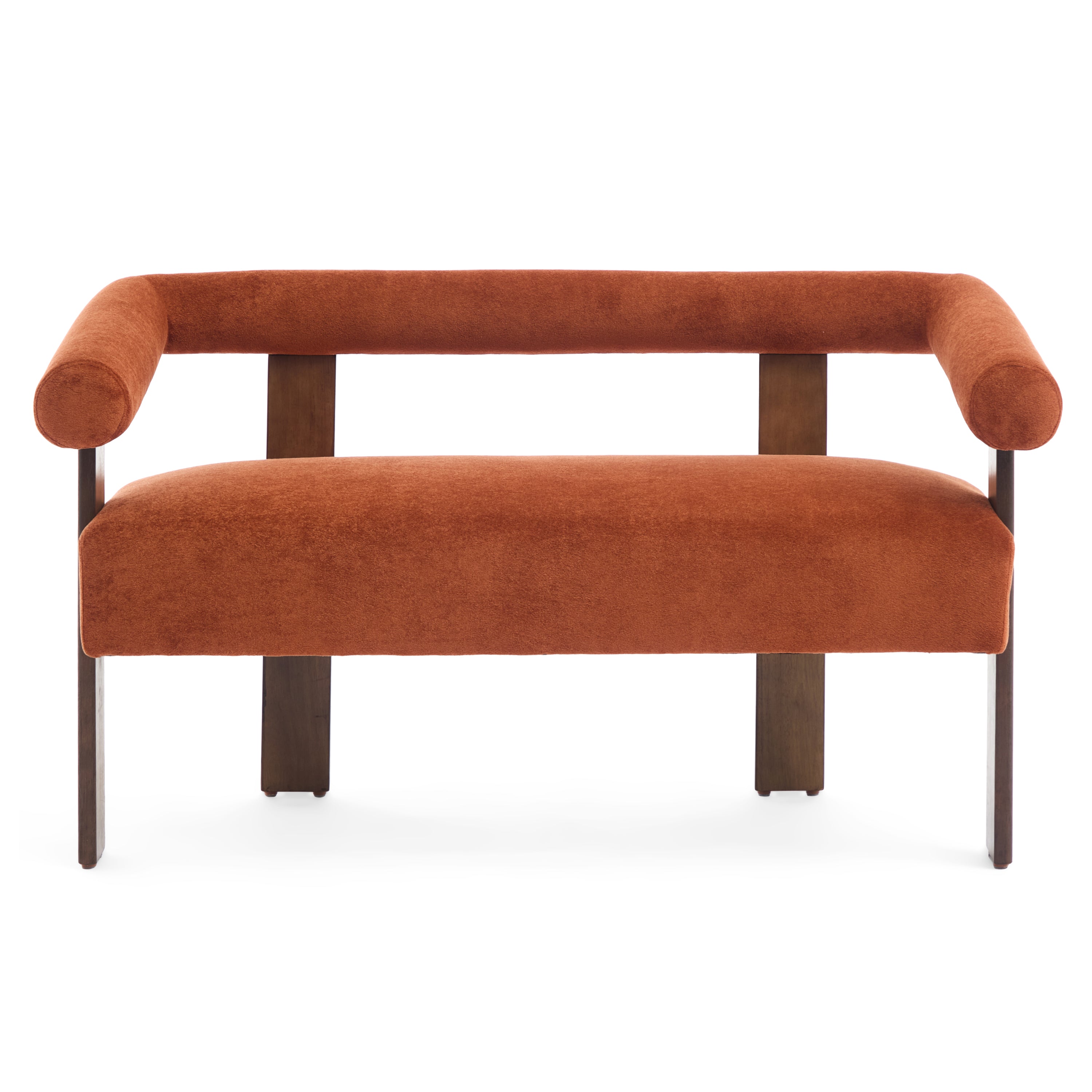 Round Armrest Loveseat (Dark Orange + Brown)