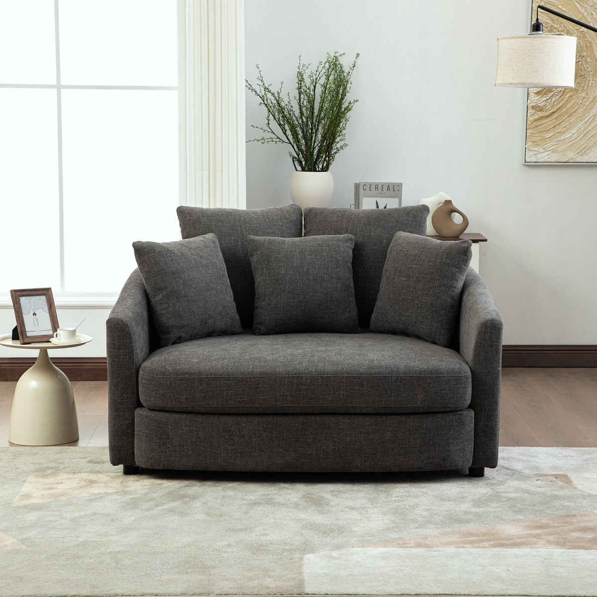 56.3'' Wide Upholstered Round Accent Cuddle Chaise
