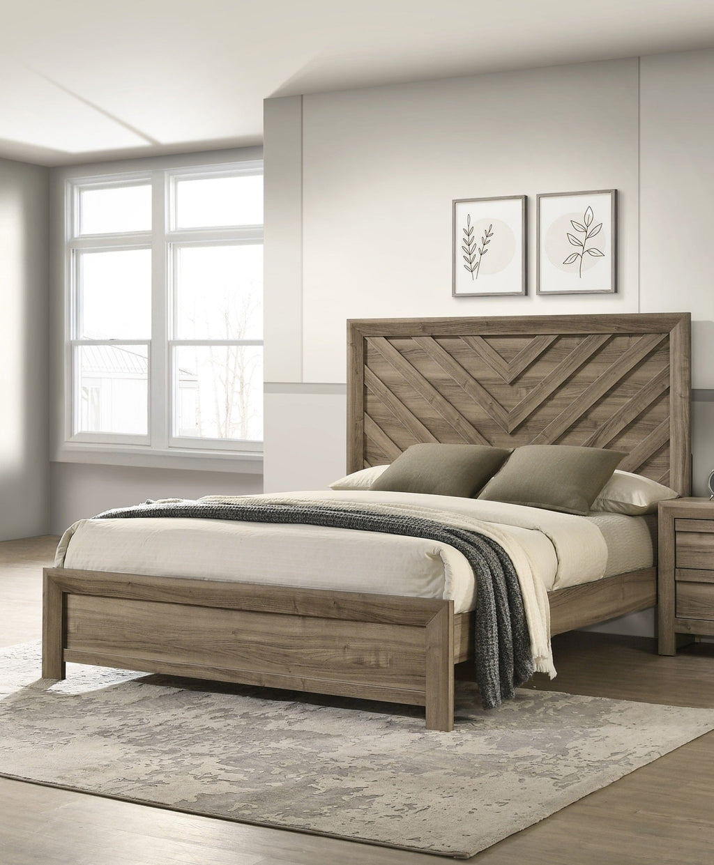 1pc Twin Size Chevron-Patterned Headboard Youth Bed