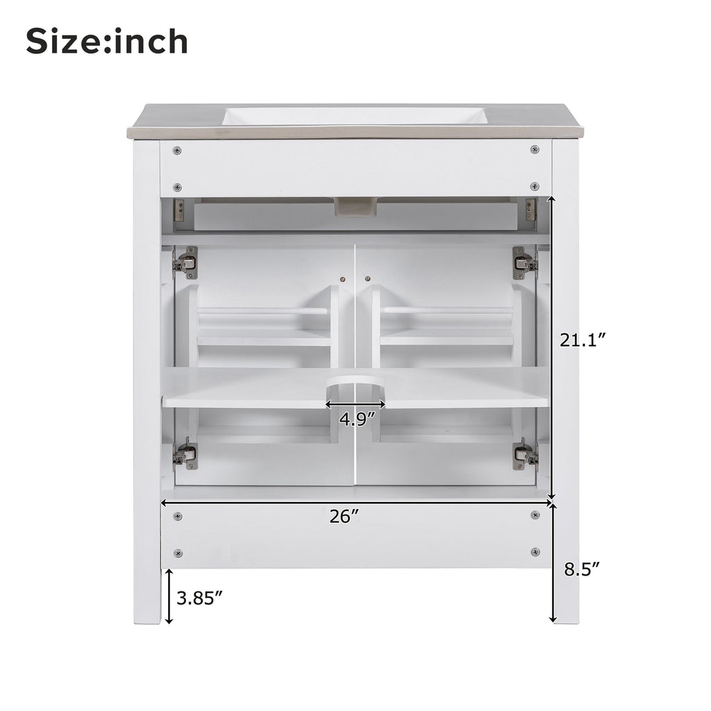 30-Inch Bathroom Vanity with Ceramic Sink, Modern