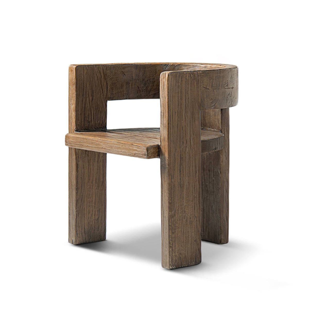 Soren Solid Reclaimed Elm Sculptural Accent Curved Dining Chair