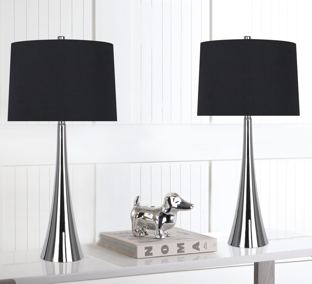 Diana 29" Contemporary Metal Table Lamp in Polished Nickel