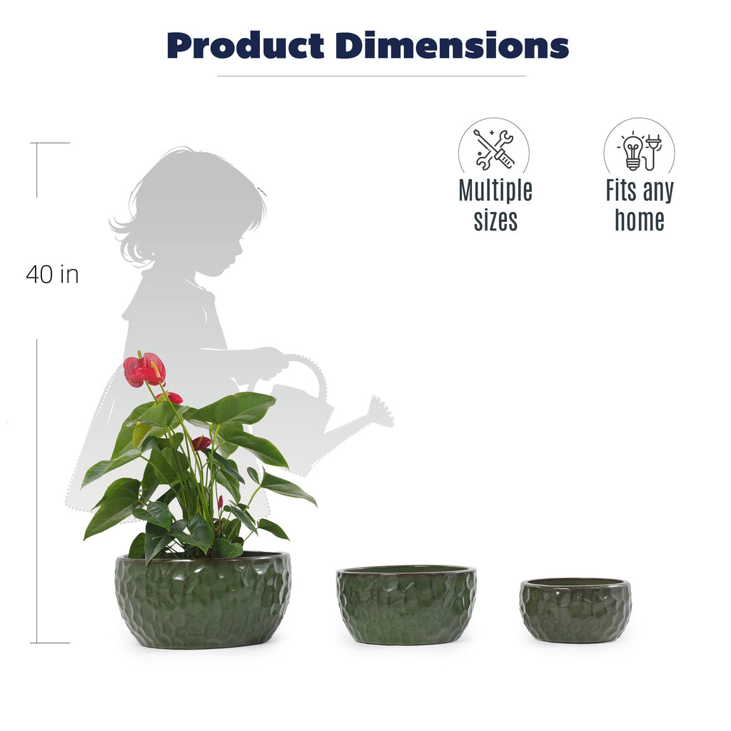 Handmade Glazed Ceramic Planter Set of 3
