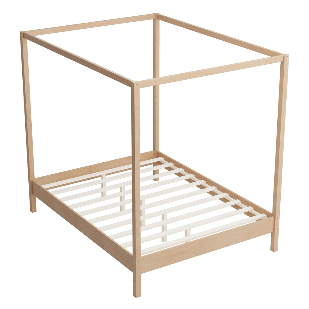 Solid Wood Queen Size Canopy Bed Frame