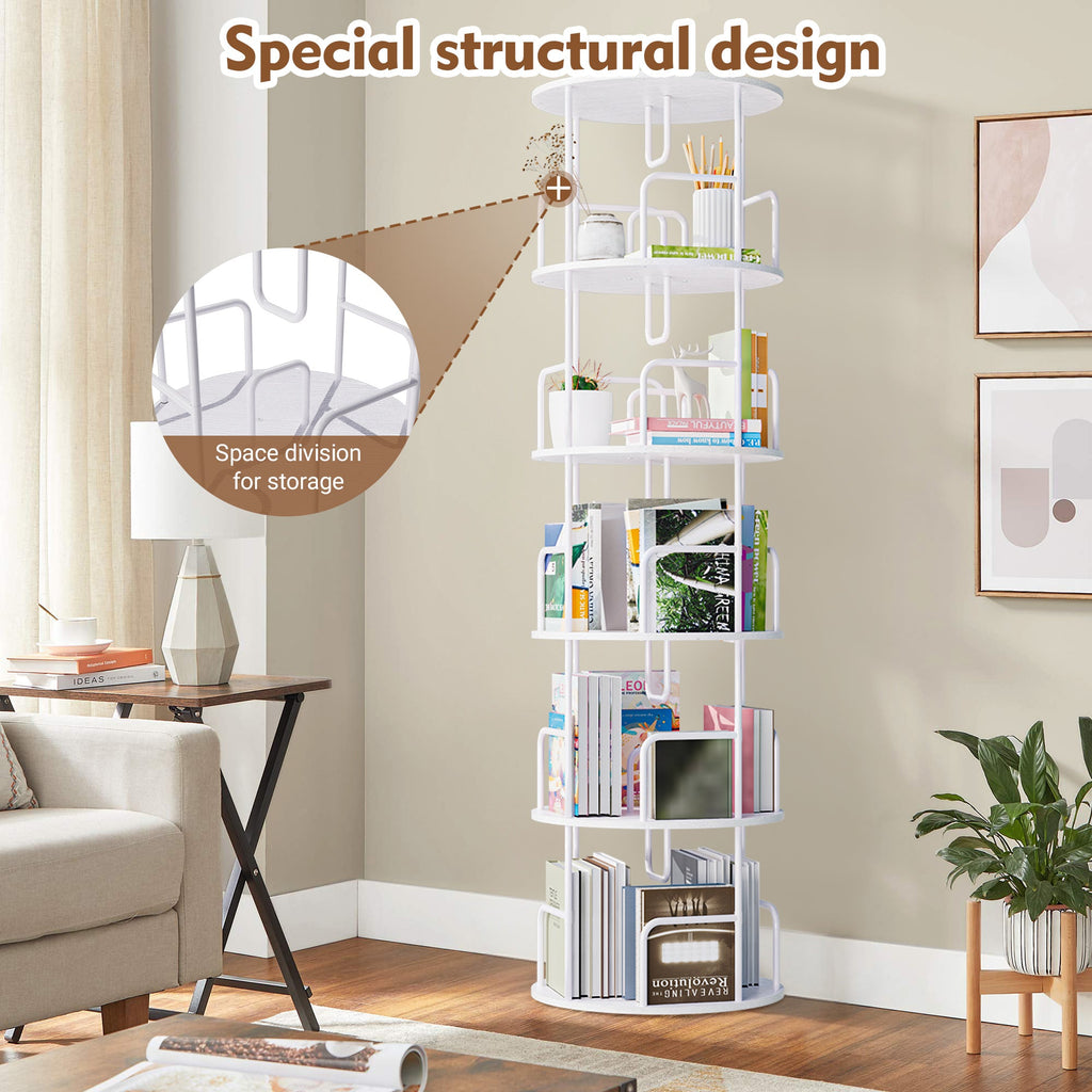 Rotating Bookshelf Tower 5 Tier
