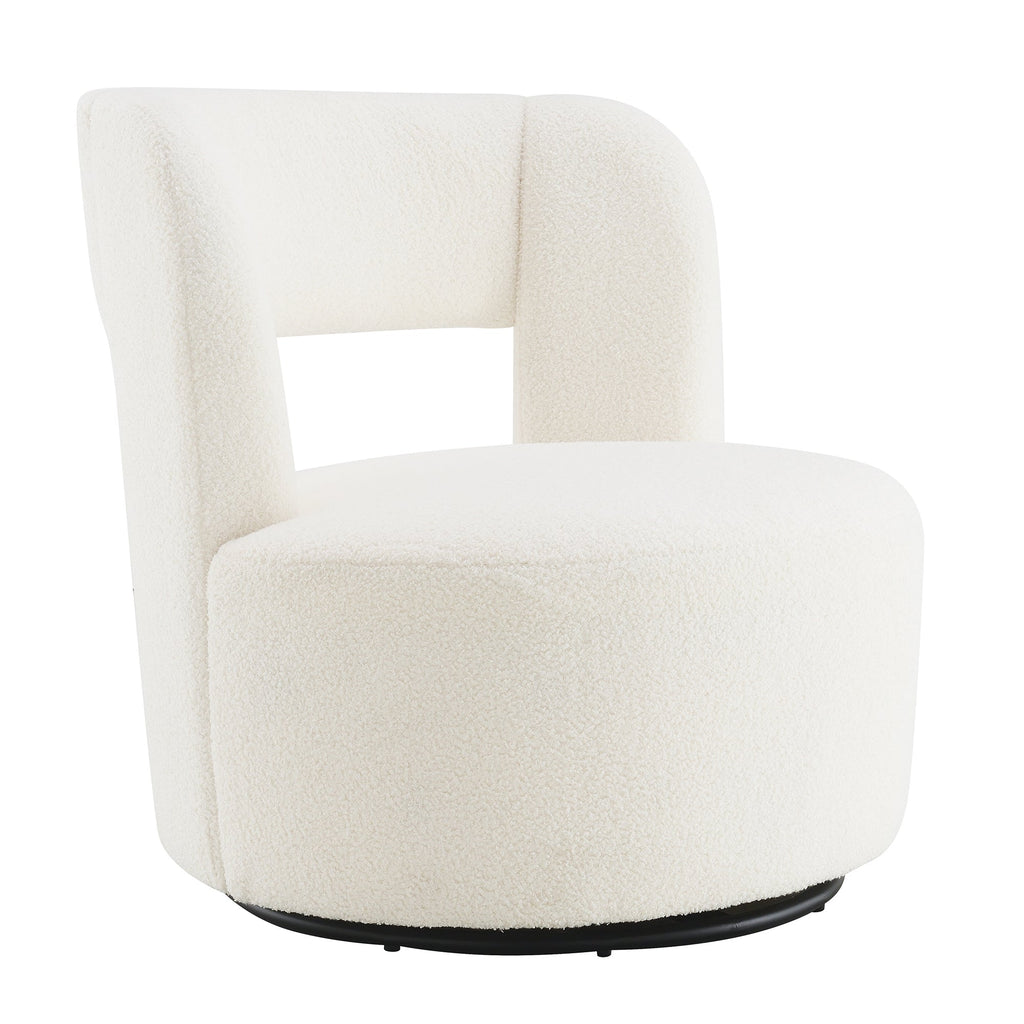 Swivel Barrel Chair with Soft Teddy Fabric