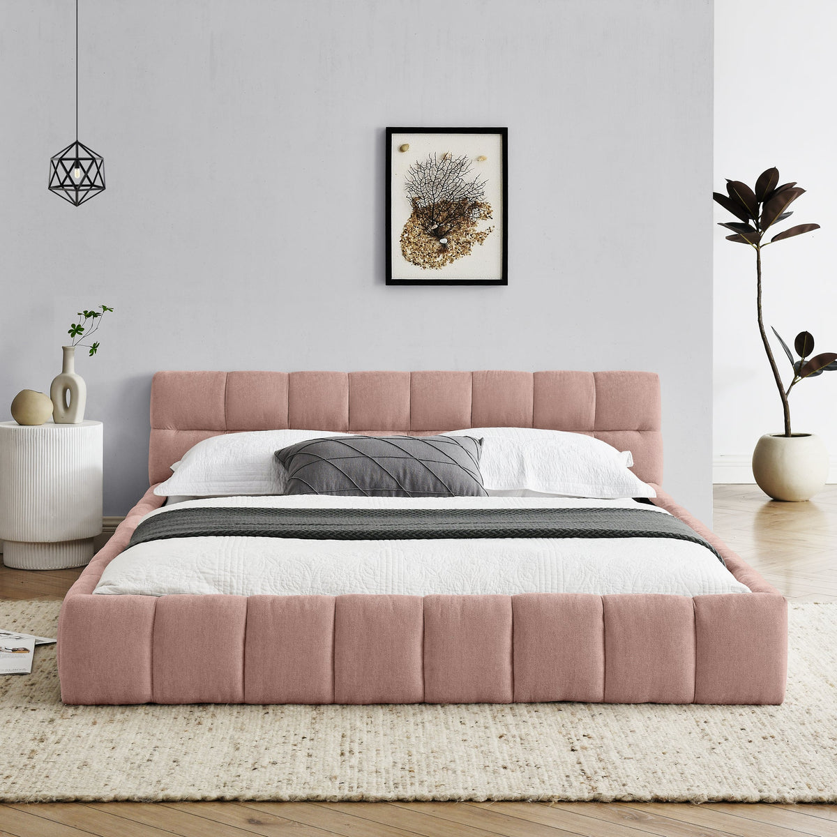 Queen Size Upholstered Bed Frame with Headboard