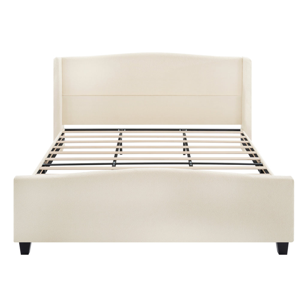 King Size Bed Frame with Upholstered Headboard