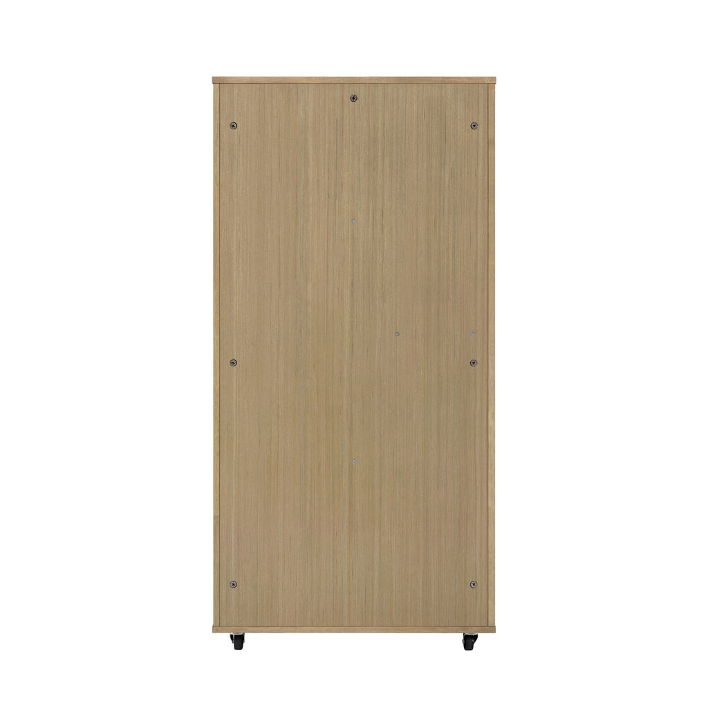 Basia Rubber Wood Cat Cabinet with Wheels