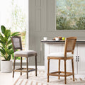 Triomphe Rattan Wicker High Back Armless Counter Bar Stool