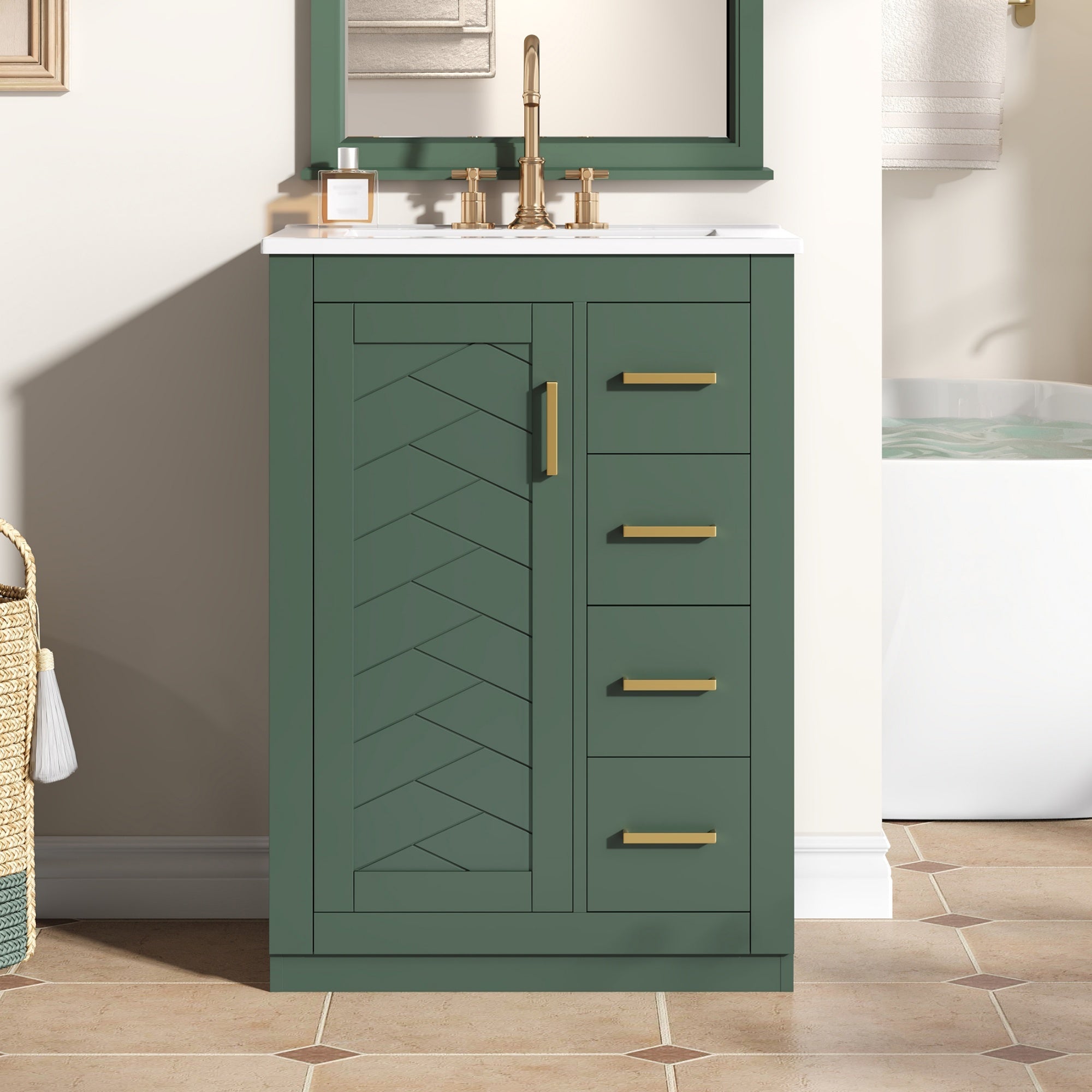 24" Bathroom Vanity with Integrated Ceramic Sink