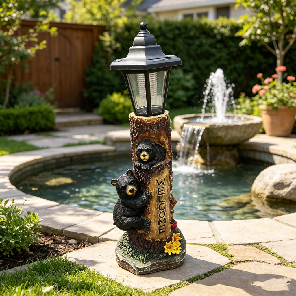 Charming Rustic Welcome Bear Statue