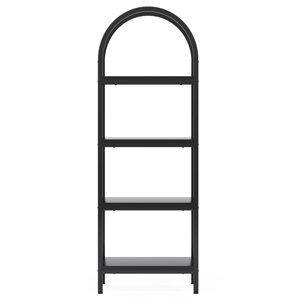 70.86" Tall 4-Tier Black Industrial Bookshelf