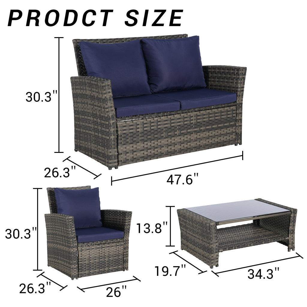 4 Pieces Outdoor Patio Furniture Set
