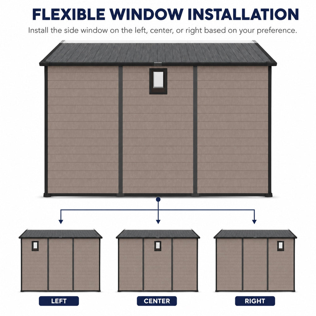 8x10 FT Plastic Outdoor Storage Shed - Lockable Resin Tool Shed