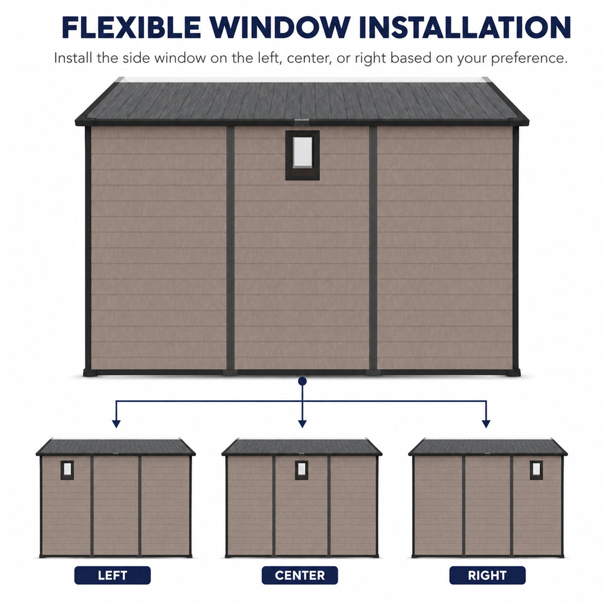 8x10 FT Plastic Outdoor Storage Shed - Lockable Resin Tool Shed