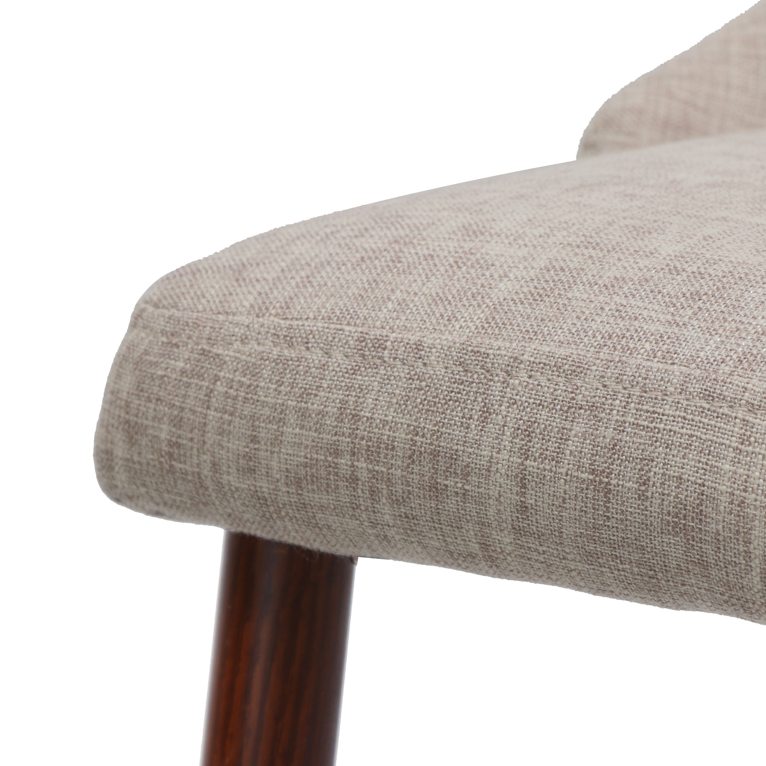 Mid Century Modern Fabric Armless Dining Chairs, Set of 2, Wheat and Dark