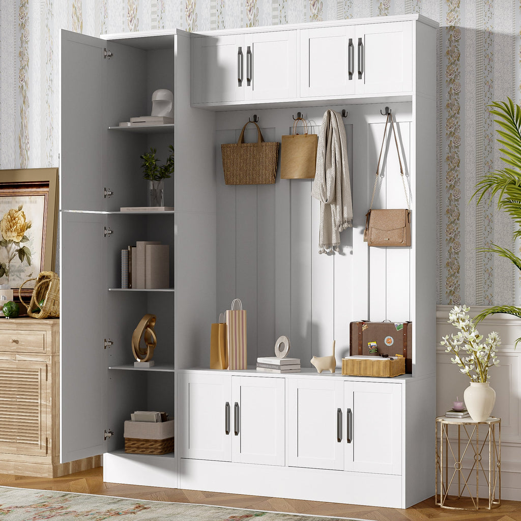 Vibe Haus 79'' Tall Modern Hall Tree with Shoe Storage