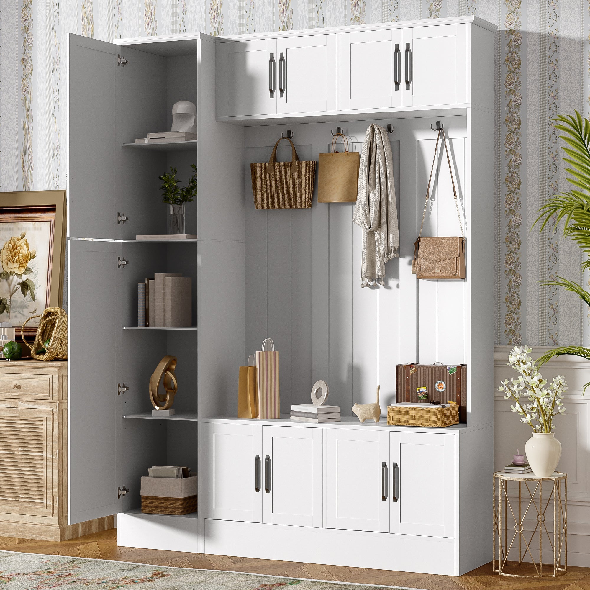 Vibe Haus 79'' Tall Modern Hall Tree with Shoe Storage