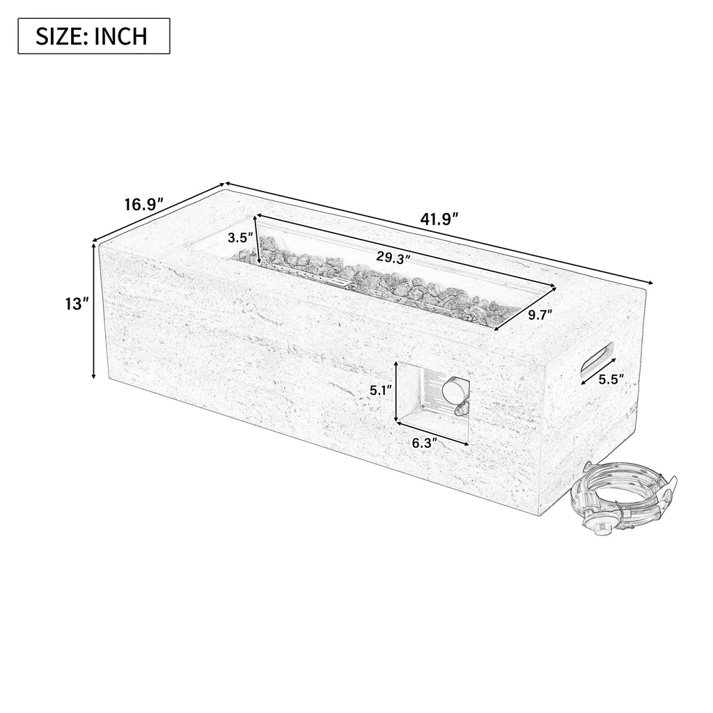 U_STYLE Outdoor Rectangular Propane Fire Pit 40000 BTU