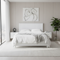 White Queen Size Bed Frame - Solid Wood & MDF