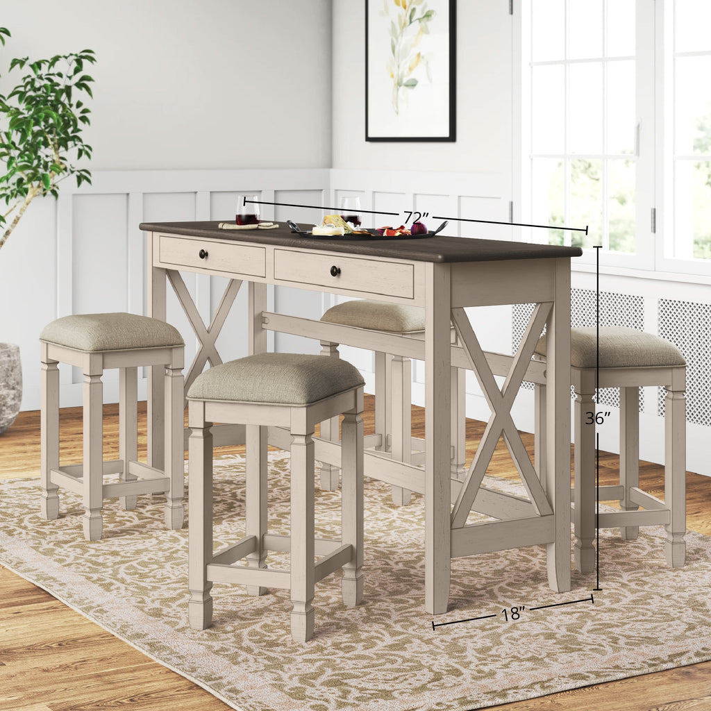 Console Table with 4 Stools