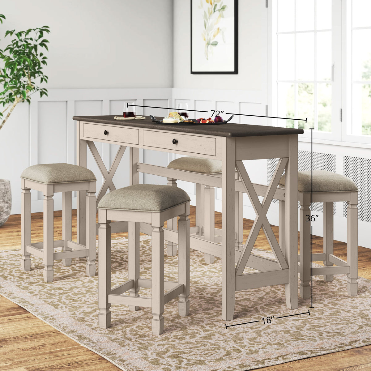 Console Table with 4 Stools