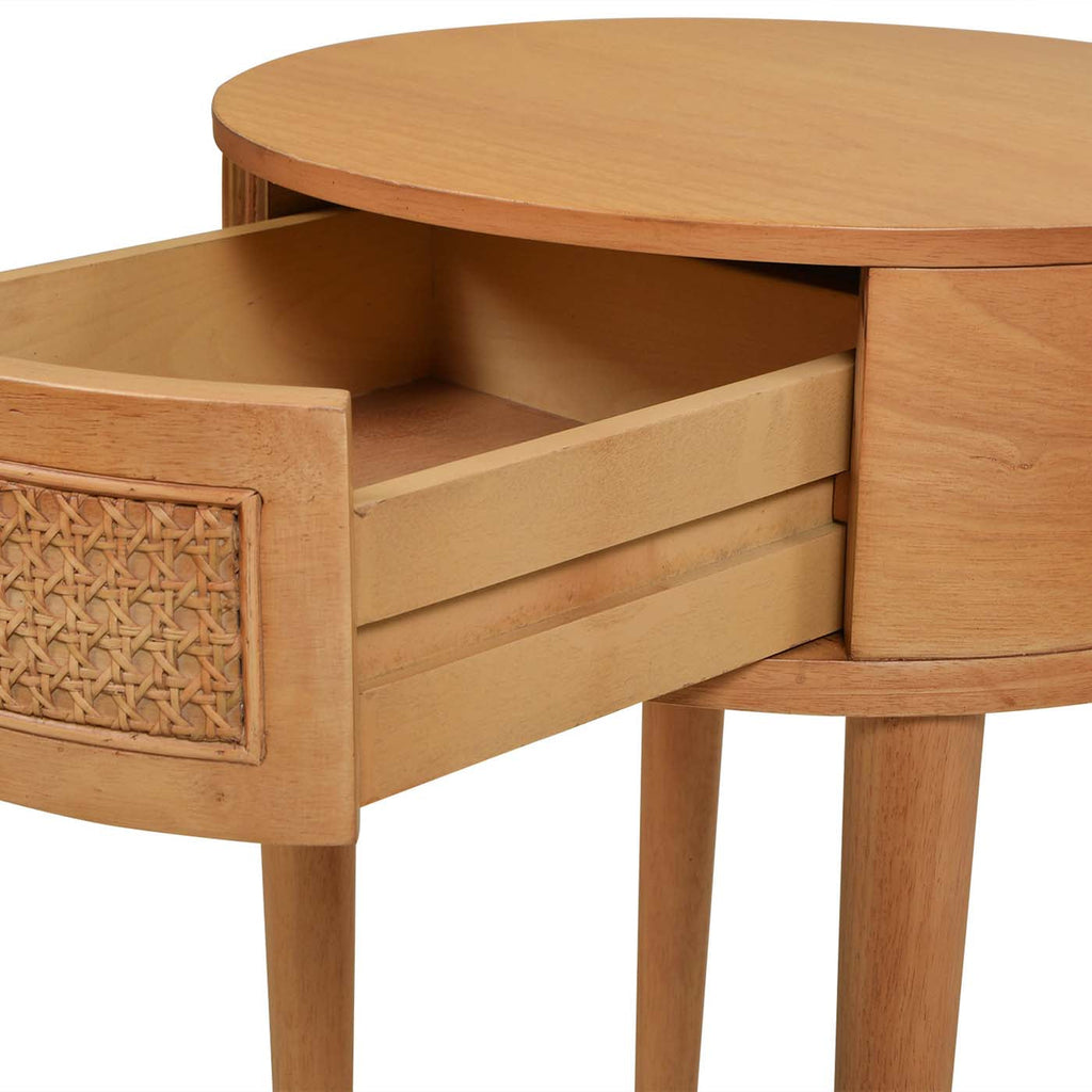 Cabana 18" Round Cane Rattan Storage Side Table
