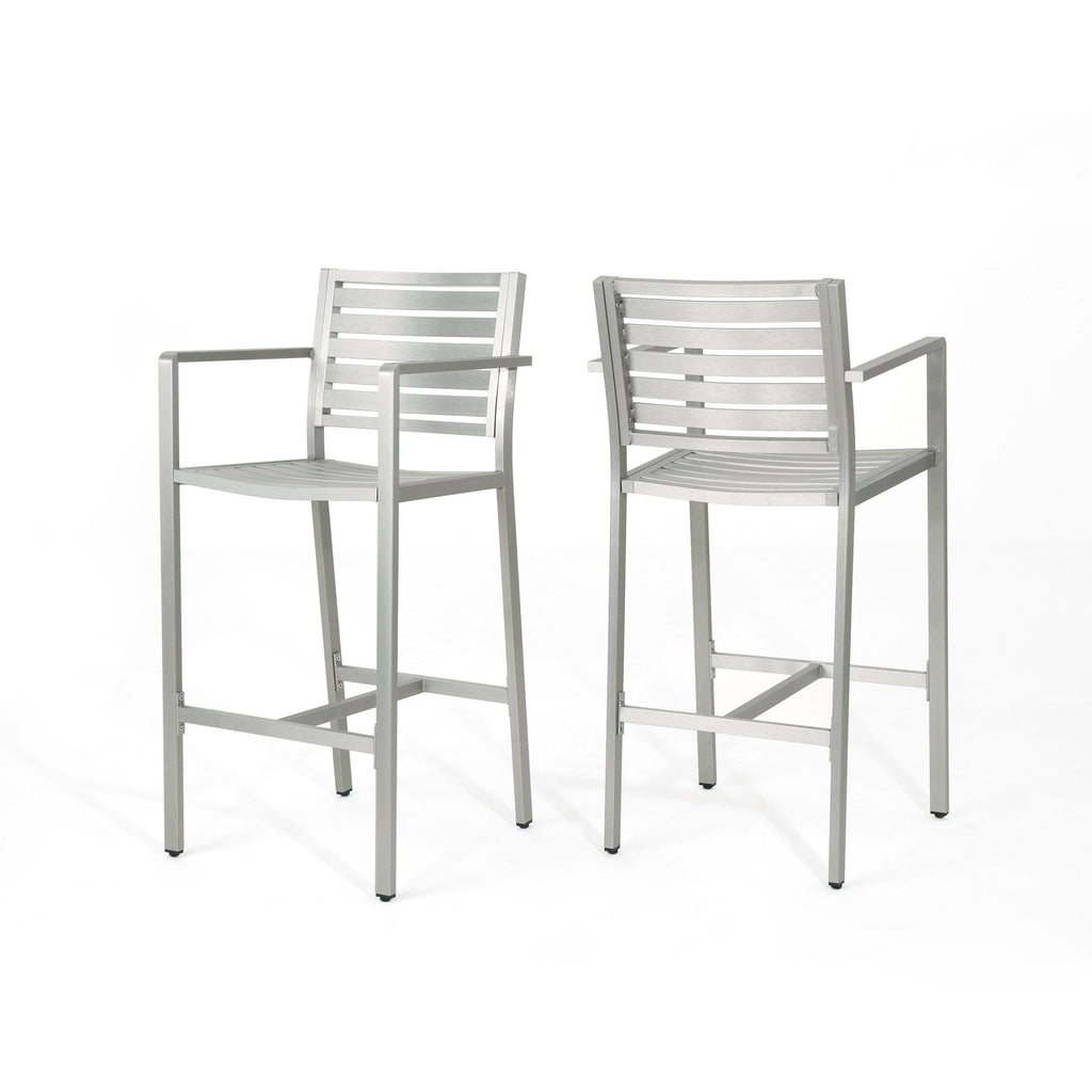 Outdoor 29.50" Barstools with Rust-Proof Aluminum Frame, Set of 2