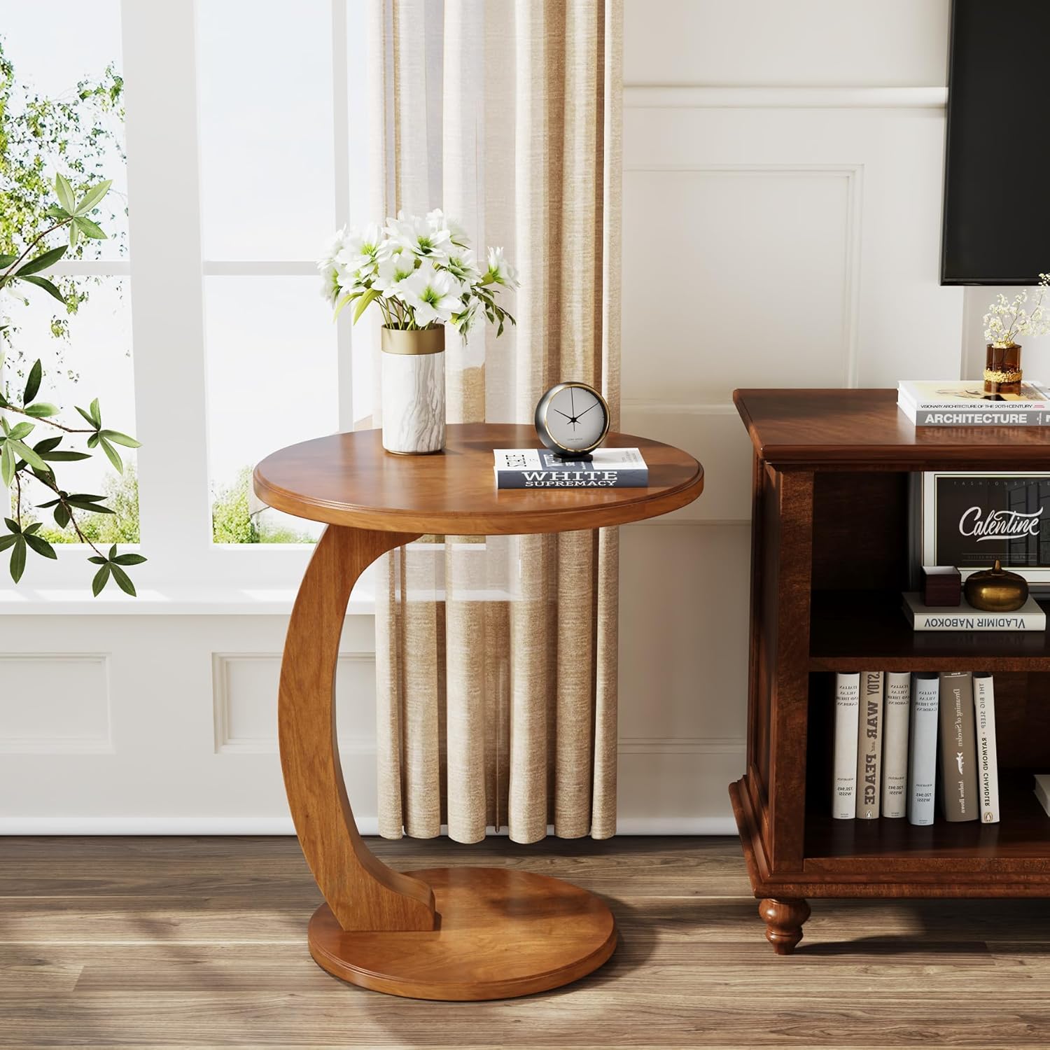 18.9" C-Shaped Round End Table